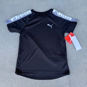 Puma Kids Black Active T-Shirt Size 5 Raglan Logo Tape Tee 71191732FME